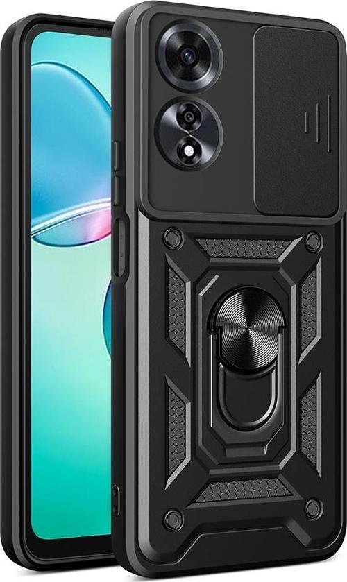 Oppo A60 Uyumlu Kamera Koruma Sürgülü Standlı Tank Kılıf
