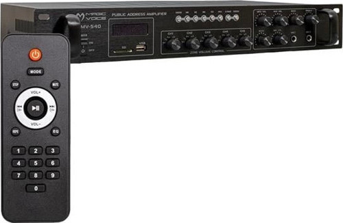 MV-540 100 Watt USB-SD-Bluetooth 2 Mikrofon Girişli 5 Bölgeli Hat Trafolu Anfi
