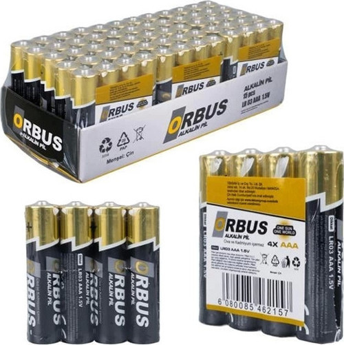 ORB-LR03-4B 1.5V AAA 60 Adet Alkalin İnce Kalem Pil