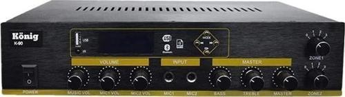K-90 2 Zonlu 100 Watt Usb-Bluetooth-2 Bölgeli 2 Mik. Giriş Trafolu Anfi