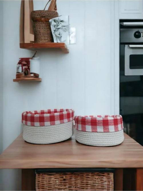 2 Li Astarlı Sepet Organizer Beyaz Renk 24 Ve 28 Cm Ölçülerinde