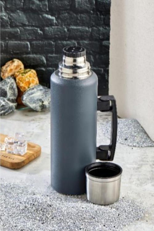 1.0 Litre Kulplu Paslanmaz Çelik Avcı Termos Lacivert