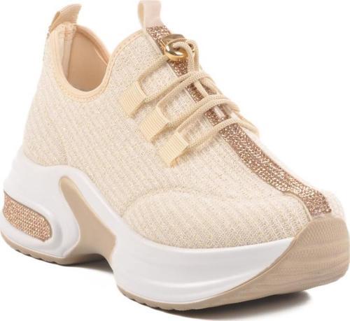 702322 Z Bej Kadın Taşlı Günlük Ayakkabı