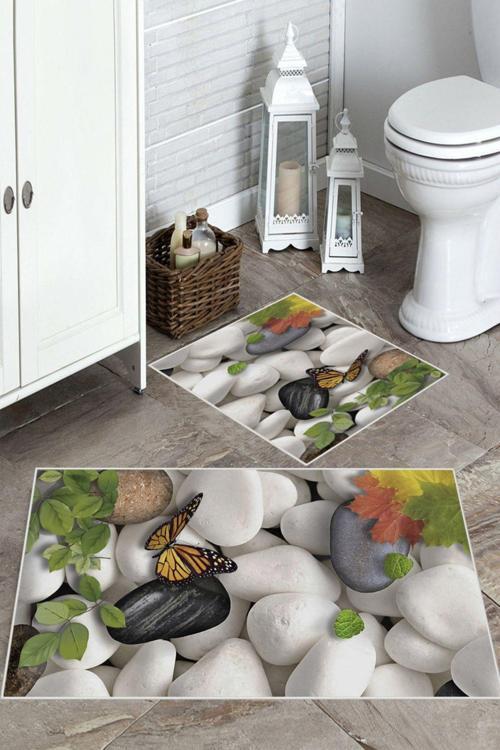 Multi  Kaymaz Taban Tasarım Banyo Paspas  BP-30