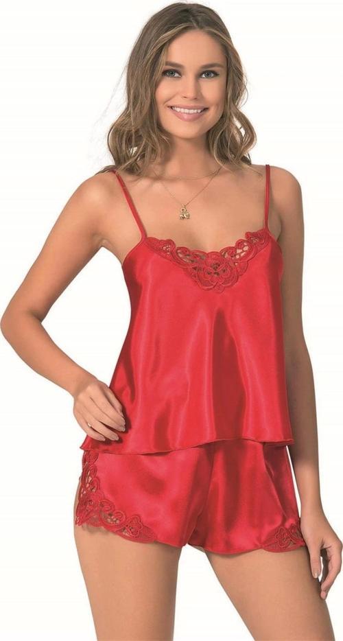 Miss Kırmızı Saten Babydoll Şort Takımı