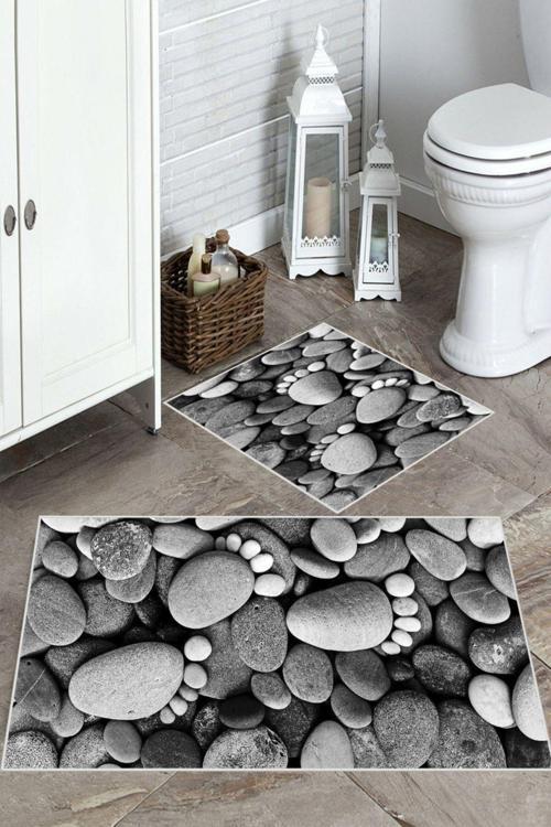 Gri-Antrasit  Kaymaz Taban Çakıl Banyo Paspas  BP-9