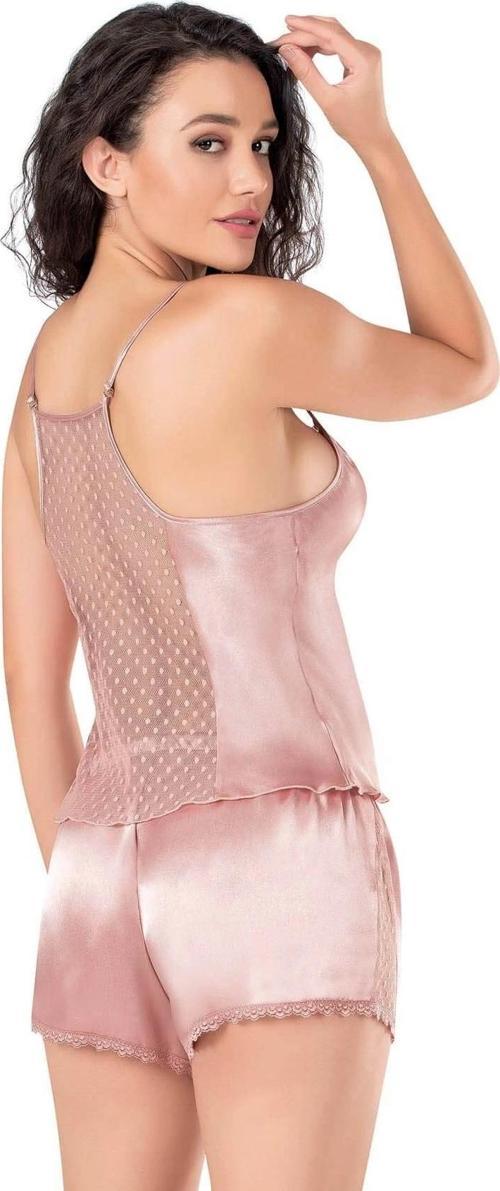 Miss Koyu Pudra Saten Babydoll Şort Takımı