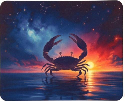 Yengeç Burcu Desenli Tip Kaymaz Taban Optik Bilgisayar Notebook Burçlar Mouse Pad Mauspad 17x 21 Cm