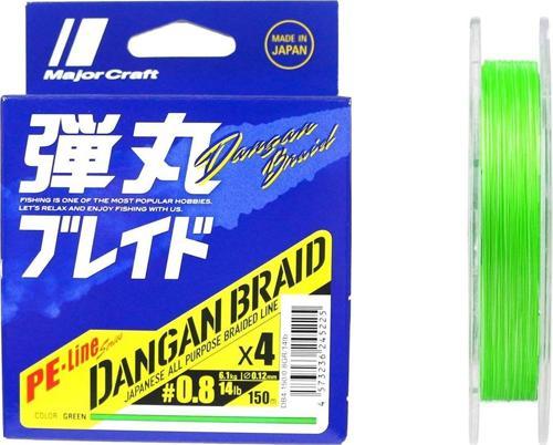 Dangan Braid 4X İp Misina PE 0.8 0.12mm 14lb/6.1kg 150mt Yeşil