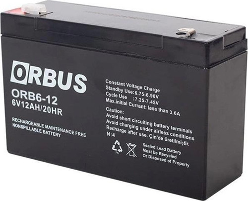 6 Volt 12 Amper Kuru Akü ORB6-12 (150x50x94 Mm)