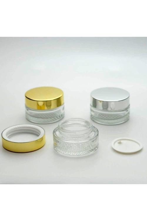 Krem Kavanozu 30 Ml (15 Adet) Boş Şeffaf Sarı Kapaklı Kutu
