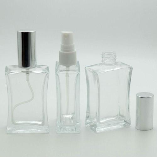 Boş Parfüm Şişesi 50 Ml 10 Adet (Tekrar Doldurulabilir) Gri Kapak Plastik Valf Içbükey Boş Şişe
