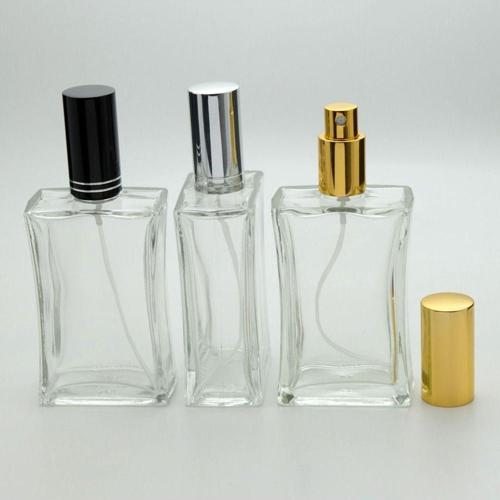Boş Parfüm Şişesi 100 Ml (10 Adet) İçbükey (Tekrar Doldurulabilir) Metal Valf Ve Kapak İçbükey Boş Şişe