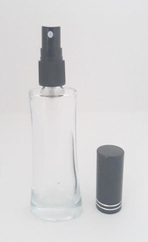Boş Parfüm Şişesi 50 Ml (2 Adet) (Tekrar Doldurulabilir) Eyfel Siyah Kapak Plastik Valf Boş Şişe