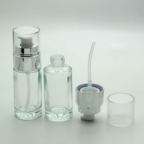 Boş Krem Ve Losyon Şişesi 40 Ml (5 Adet) (Tekrar Doldurulabilir) Şeffaf Gri Kapaklı Boş Şişe