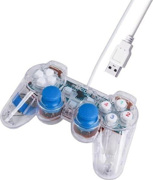 UCOM-704 Kablolu Double Shock Joypad Oyun Kolu Gamepad Şeffaf Işıklı