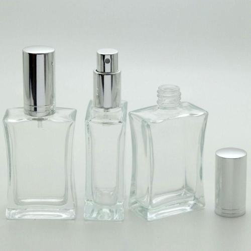Parfüm Şişesi 50 Ml (10 Adet) Gri Kapak Metal Valf İçbükey (Tekrar Doldurulabilir) Boş Şişe