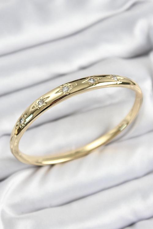 Pirinç Zirkon Taşlı Kutup Yıldızı Model Gold Renk Kadın Kelepçe - EBJ250726W36838