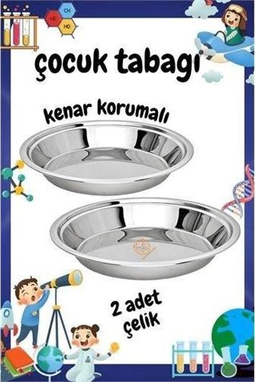 Çocuk Tabağı Güvenli Kenarlı Çelik 2 Adet 21 cm