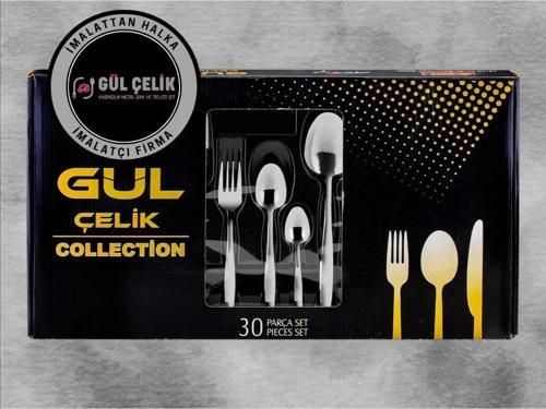 30 Parça 6 Kişilik Çatal Kaşık Seti Sade Model 18/0 Kalite Kutulu