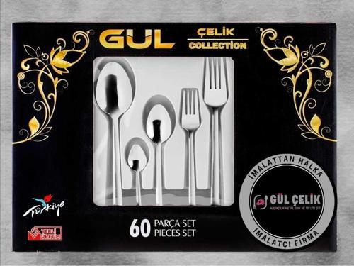 60 Parça 12 Kişilik Çatal Kaşık Seti Hasır Model 18/0 Kalite Kutulu