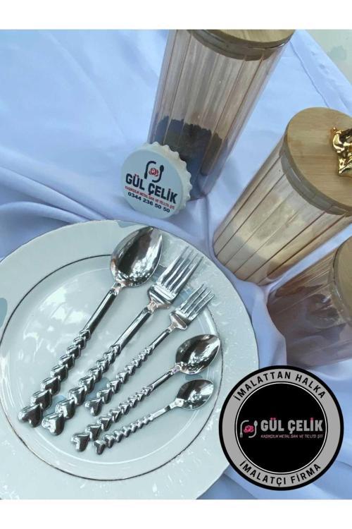 Çatal Kaşık Seti 30 Parça 6 Kişilik Kalpli Model 18/0 Kalite