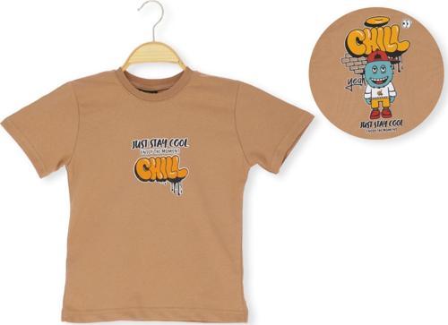 ARKA JUST STAY COOL BASKILI ERKEK TSHİRT Camel