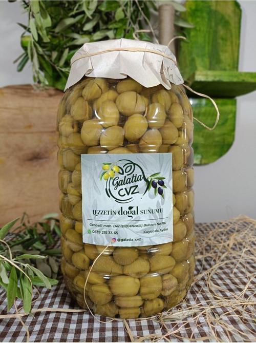 Aydın Yöresi Gemlik Cinsi Sofralık Tatlandırılmış Kırma Yeşil Zeytin (2 Kg)