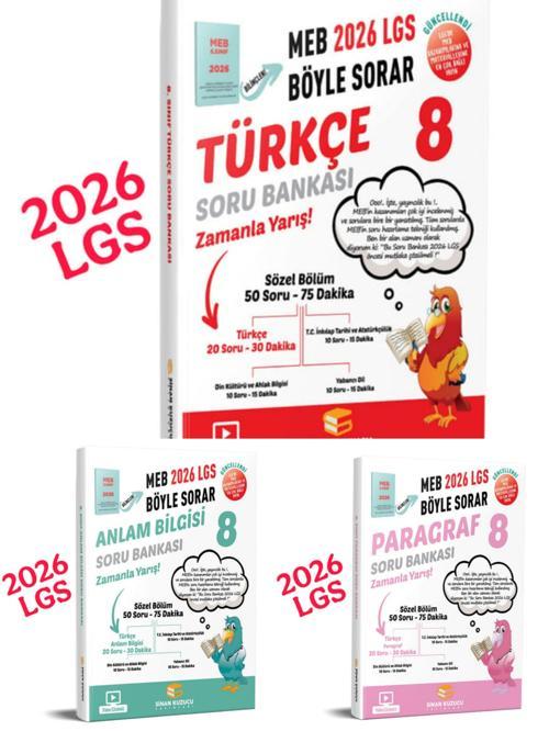 2026 LGS türkçe anlam bilgisi paragraf soru bankası 3'lü set sinan kuzucu