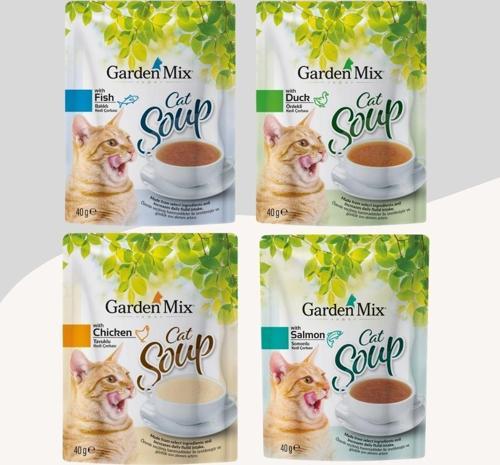 4 Farklı Aromalı Kedi Çorbası 4x40Gr (Tavuk-Somon-Ördek-Balık)