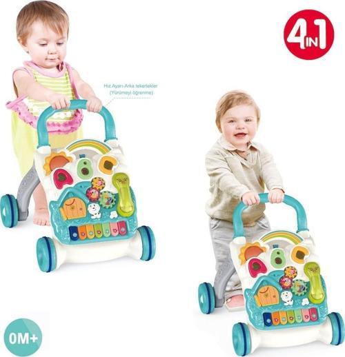 Piyanolu Yürüme Arkadaşı 4in1 Aktivite Masası Işıklı Müzikli Yürüteç Mavi