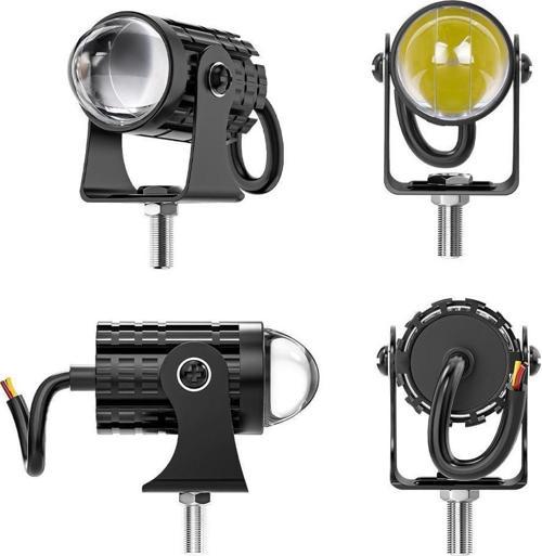 Beyaz / Sarı Renkli Universal Motosiklet Sis Farı Mini Spot Lens Led Far Uyumlu 1 Adet