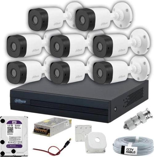 8 Kameralı Xvr1B08 2Mp Hdcvı Full Hazır Set 8Li Set