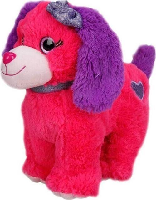 Renkli Peluş Köpek 25 cm. - Koyu Pembe