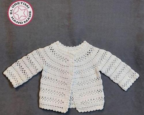 - Talia 8659 2842 El Örgüsü Koton İp Kız Çocuk Beyaz Hırka - 9 / 12 Ay