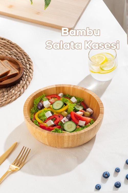 2061 Orta Boy Doğal Bambu Salata Kasesi 20cm