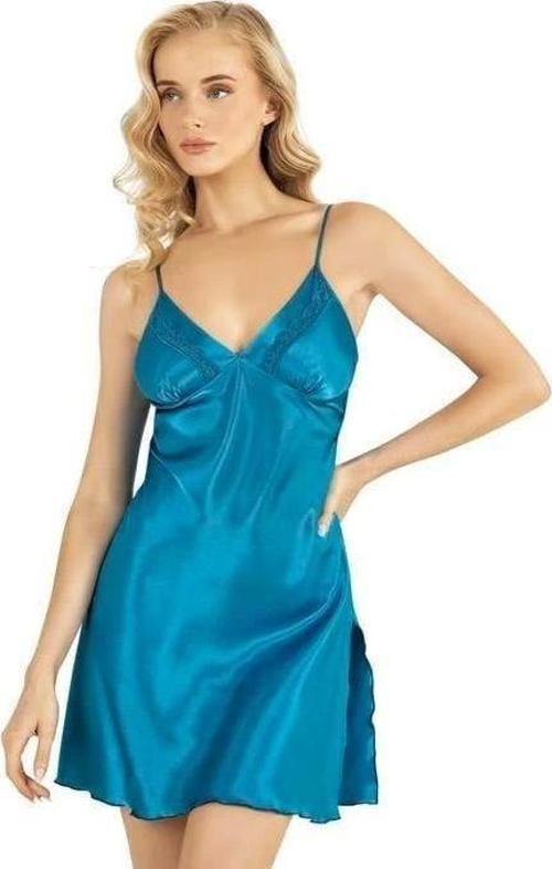 Miss Turkuaz Kısa Saten Gecelik 8211