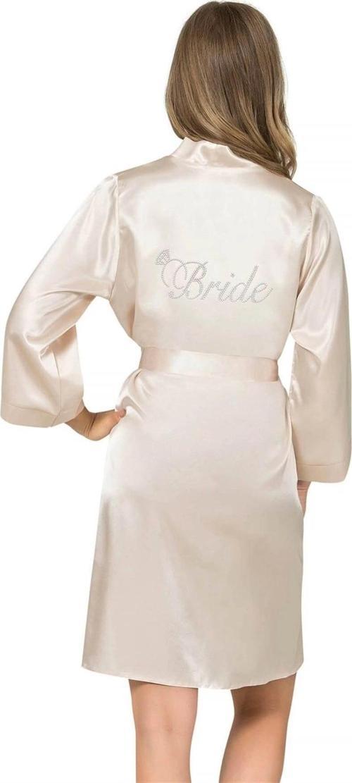 Miss Fildişi Kısa Saten Bride Sabahlık