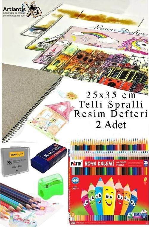 36 Renk Kuru Boya Fatih 25x35 cm Telli Spralli Resim Defteri Hamur Silgi Kalemtraş 15 Yaprak Resim Defteri Kuruboya