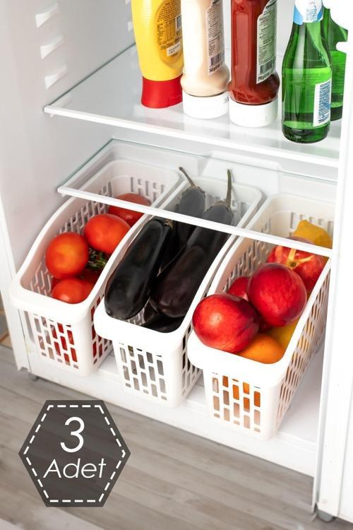 Porsima Org-22 Çok Amaçlı Buzdolabı İçi Düzenleyici Sebze Meyve Organizer Sepet (3 adet)
