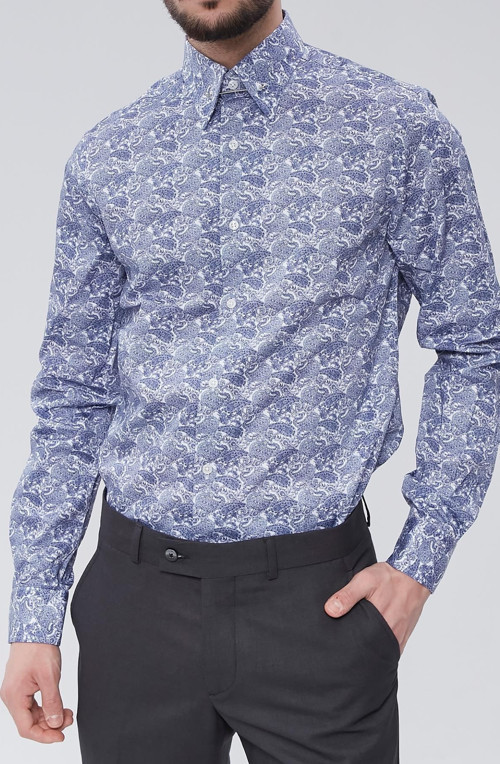 Modern Tasarım Slim Fit İğneli Yaka Erkek Gömlek-KAW4402S