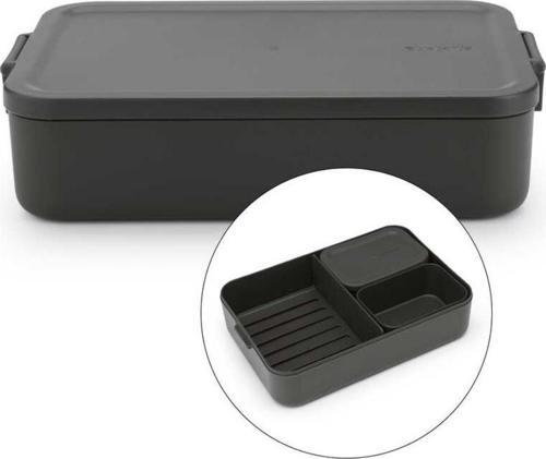 Brabantia Make Take Dark  Grey Plastik Büyük Boy Bölmeli  Yemek  Taşıma Kabı 2L