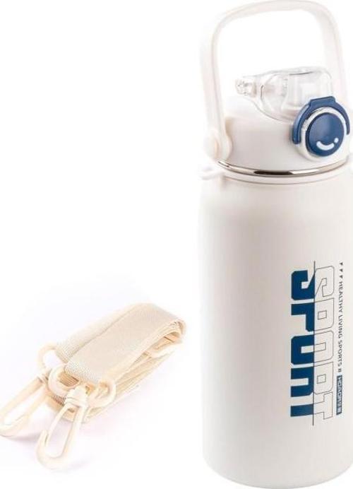 OKADI SPORT PİPETLİ BEYAZ PASLANMAZ ÇELİK TERMOS 1.3L