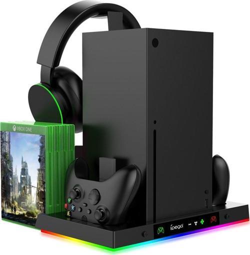 PG-XBX023S XBOX Series X Multi Fonksiyonel RGB Işıklı Askılı Şarj İstasyonlu Soğutucu Stand