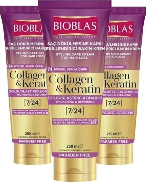 Collagen & Keratin Şekillendirici Saç Dökülmesine Karşı Bakım Kremi 250 Ml 3 Adet