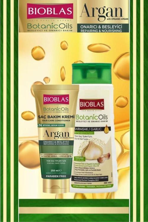 Sarımsak Şampuan 360 Ml Ve Argan Saç Bakım Kremi 250 Ml
