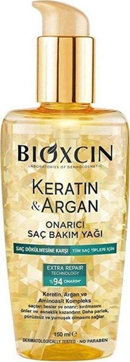 Keratin & Argan Yıpranmış Ve Hasar Görmüş Saçlar İçin Onarıcı Saç Bakım Yağı 150 Ml