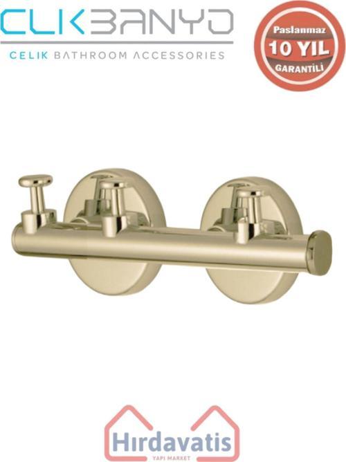 Paslanmaz Pirinç Flora Askılık Üçlü Altın Sarı Gold