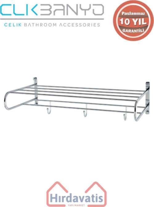 Paslanmaz Pirinç Bella Askılıklı Raf Havluluk 50Cm