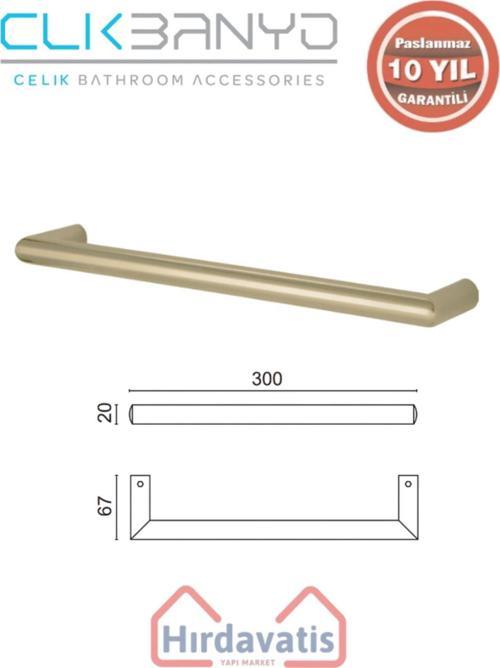 Paslanmaz Pirinç Flora Küvet Kolu Rozetsiz 30Cm Altın Sarı Gold